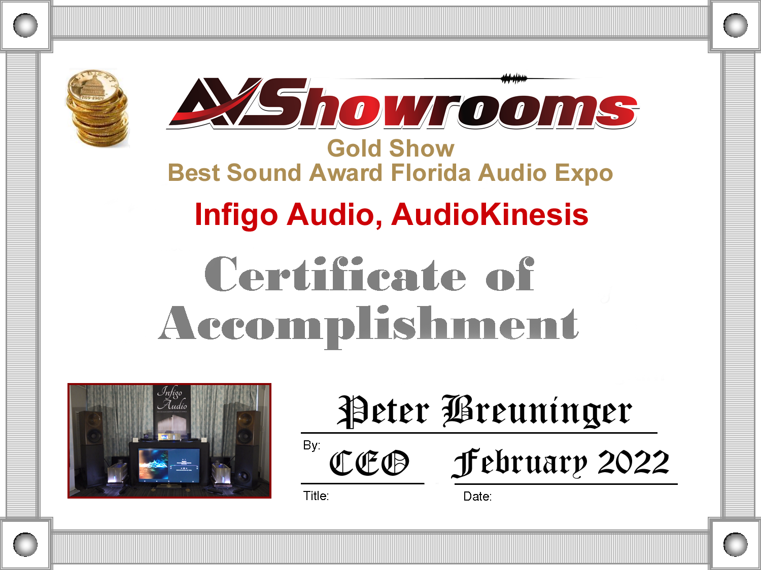 AVShowrooms Gold Show Best Sound Award